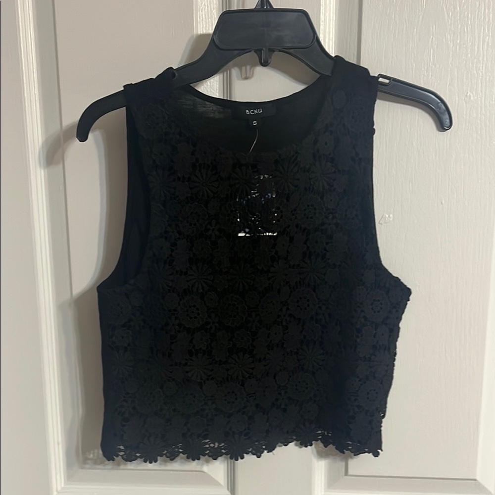 Black Crop Sleeveless Tank Top